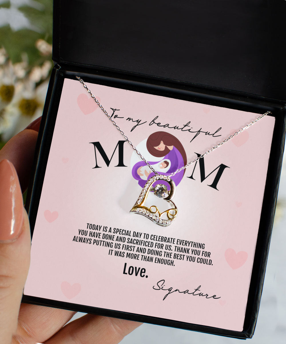 New Mom Necklace Thank You For Always Putting Us First Love Dancing Necklace